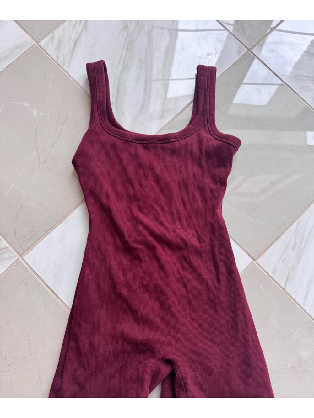 Burgundy ribbed romper